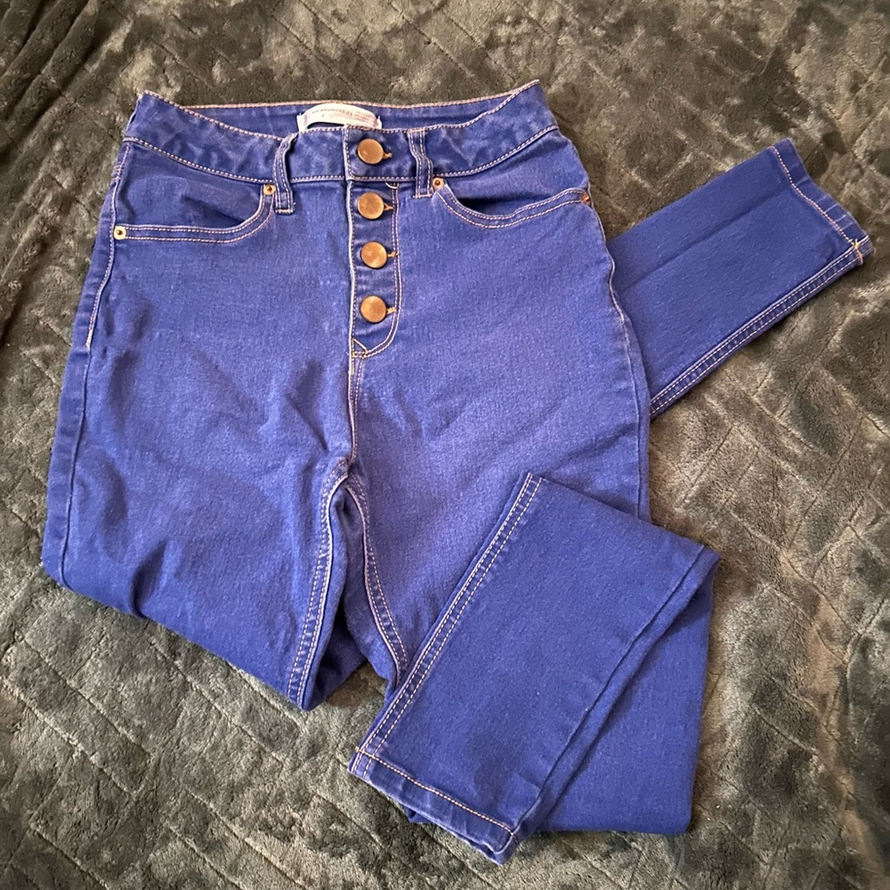 bright blue jeans